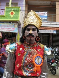 Man dressed as a god, Ganesha Festival, PUuttaparthi, India.