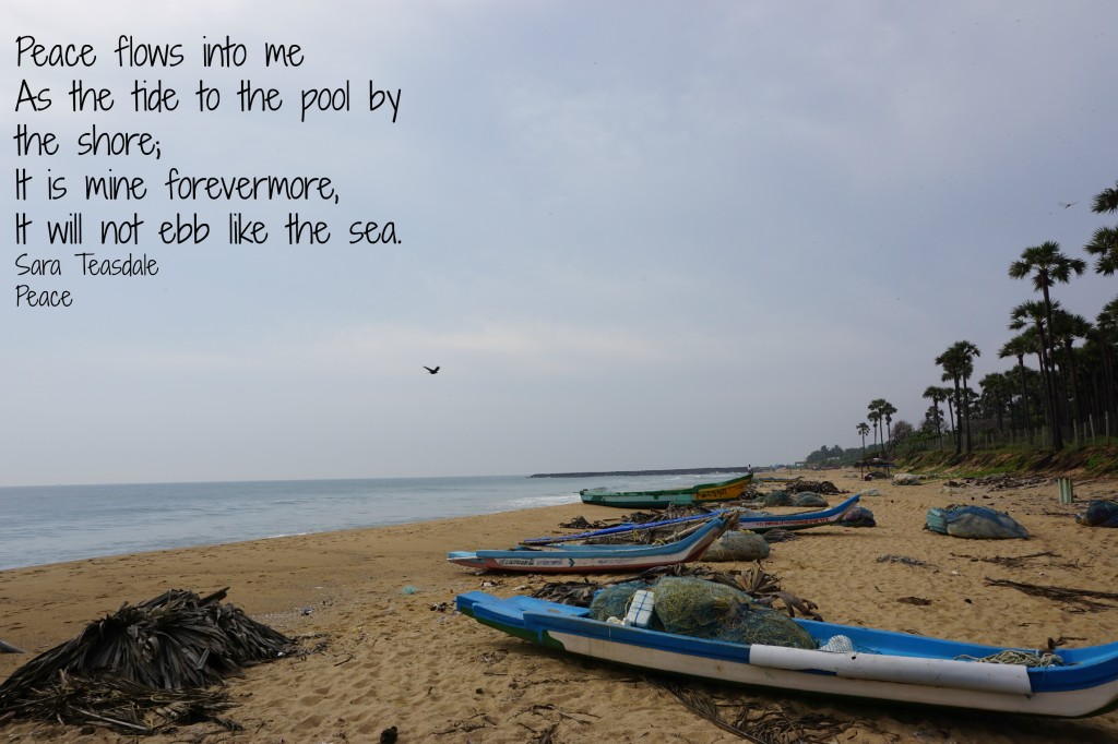 Beach scene with peace quote